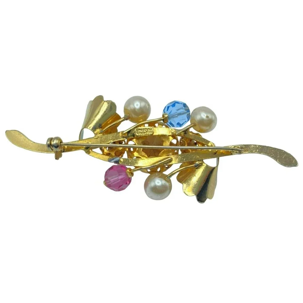 Vintage Austrian Brooch UV Reactive MARKED Austria Uranium Vaseline Glass Enamel - Picture 4 of 7